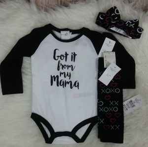 3 Piece Set bow bodysuit leg warmers